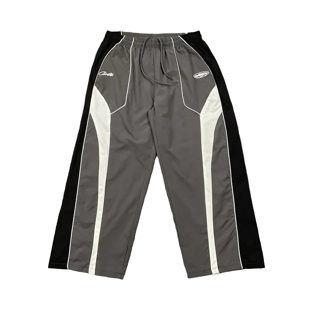 Corteiz Devil's Island Spliced Contrast Casual Pants – Dark Grey