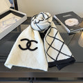 Chanel Reversible Ivory & Black Knit Scarf